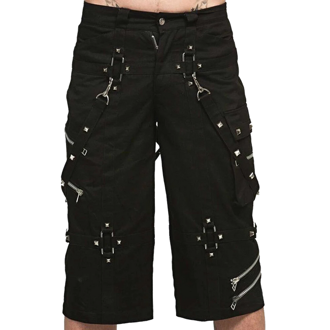 Gothic Metallic Shorts With Metal Decorations , bondage trouser, Gothic trousers, punk trousers