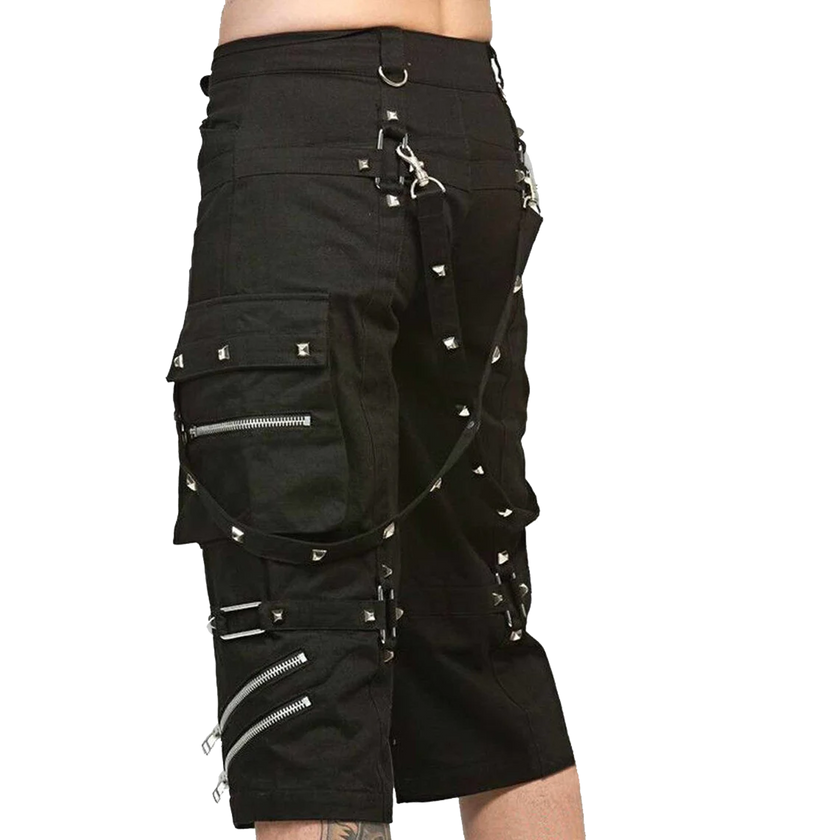 Gothic Metallic Shorts With Metal Decorations , bondage trouser, Gothic trousers, punk trousers