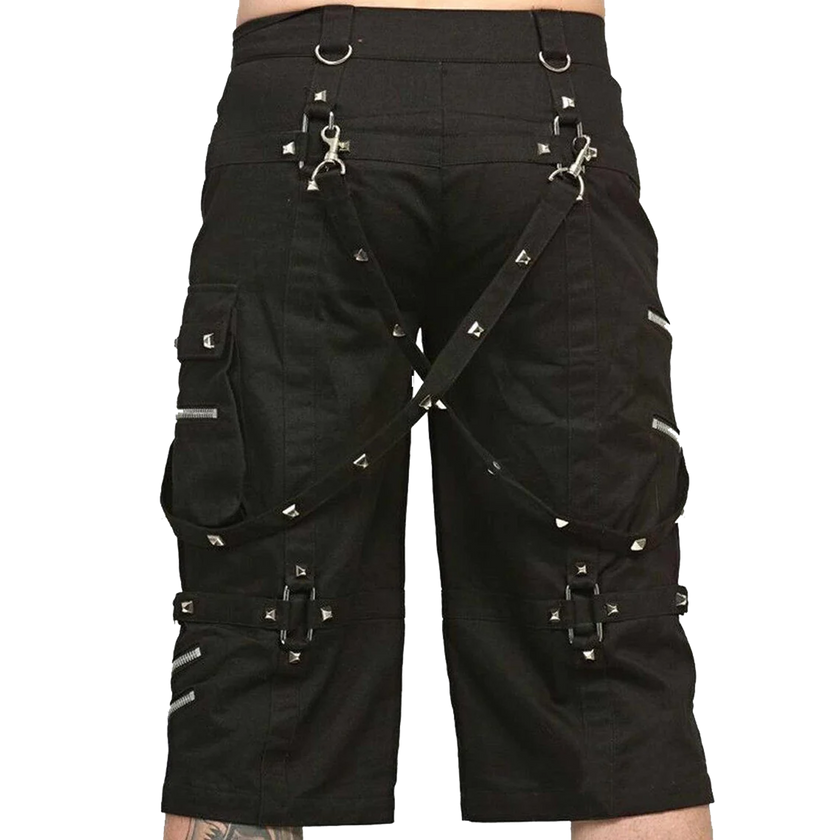 Gothic Metallic Shorts With Metal Decorations , bondage trouser, Gothic trousers, punk trousers