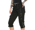 Zipper Leg Capris Black Cotton Gothic SHORT