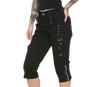 Zipper Leg Capris Black Cotton Gothic SHORT