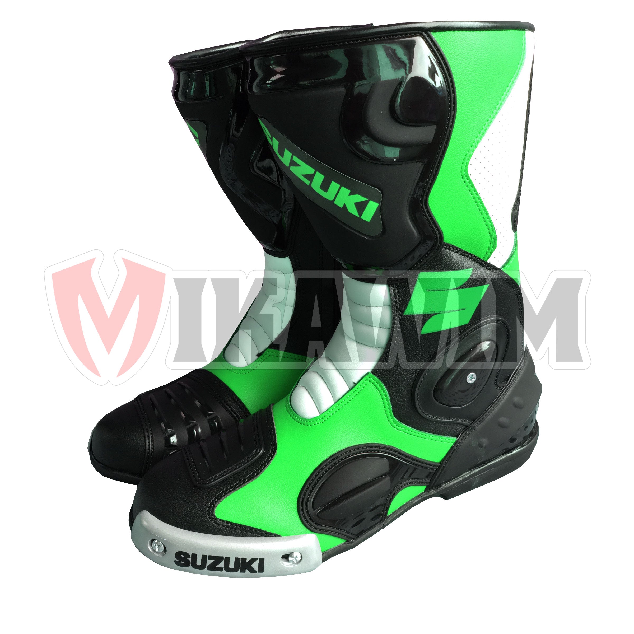 Suzuki Green Black Motorbike Racing Boots