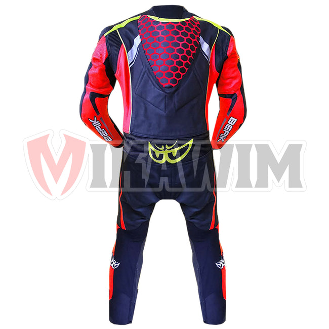 BERIK RED BLACK MOTORBIKE RACING LEATHER SUIT