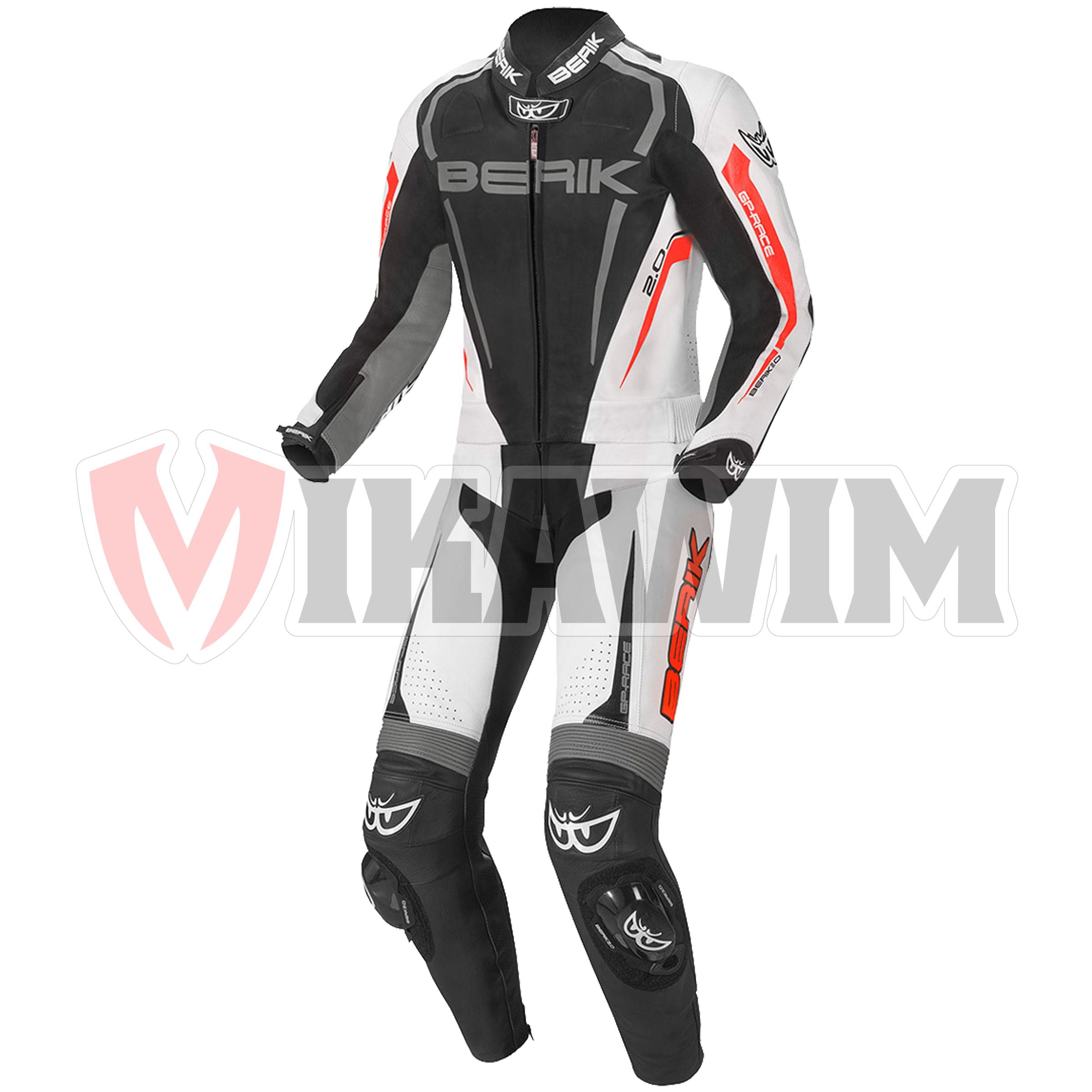 BERIK 2.0 BLACK RED MOTORBIKE RACING LEATHER SUIT