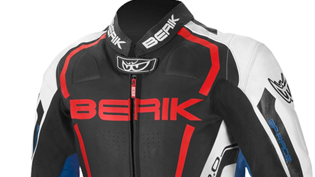 BERIK 2.0 BLUE RED MOTORBIKE RACING LEATHER SUIT