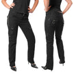 Beautiful, simple and discreet women's pants with 6 D-rings on set side pockets. 100% cotton