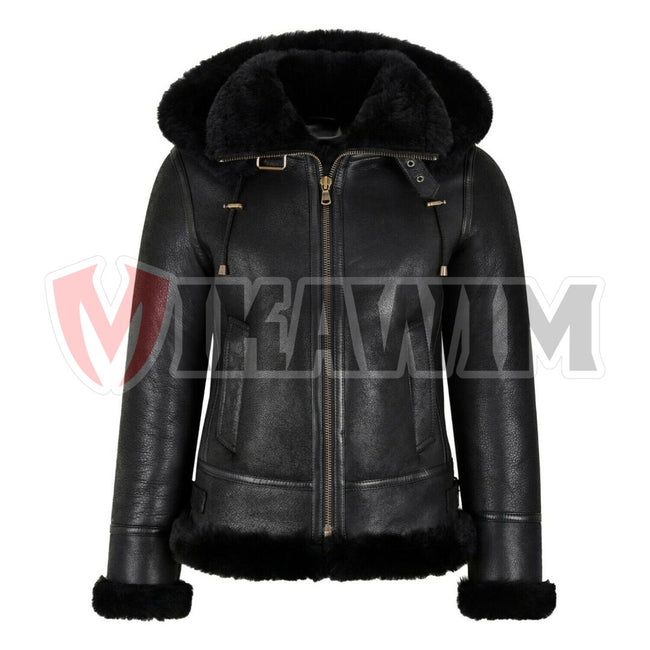 Women's B3 Bomber Hooded Classic Shearling Jacket