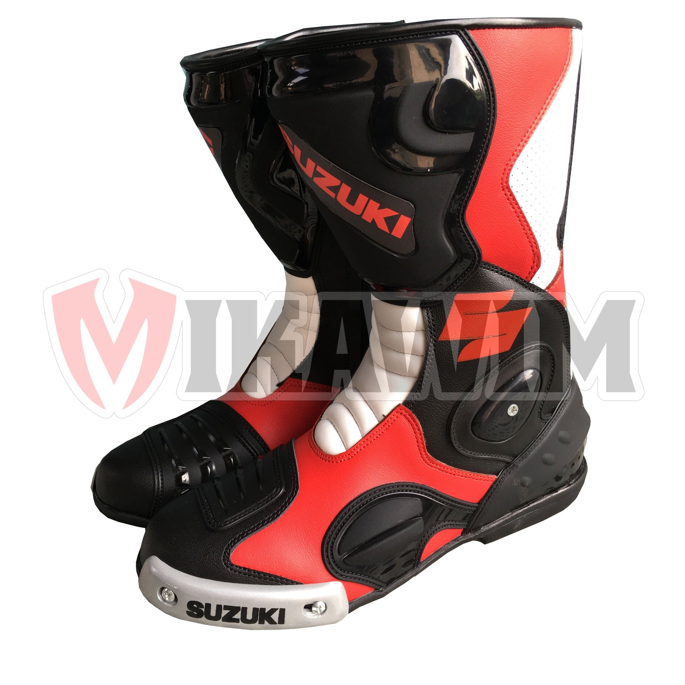 Suzuki Red Black Motorbike Racing Boots