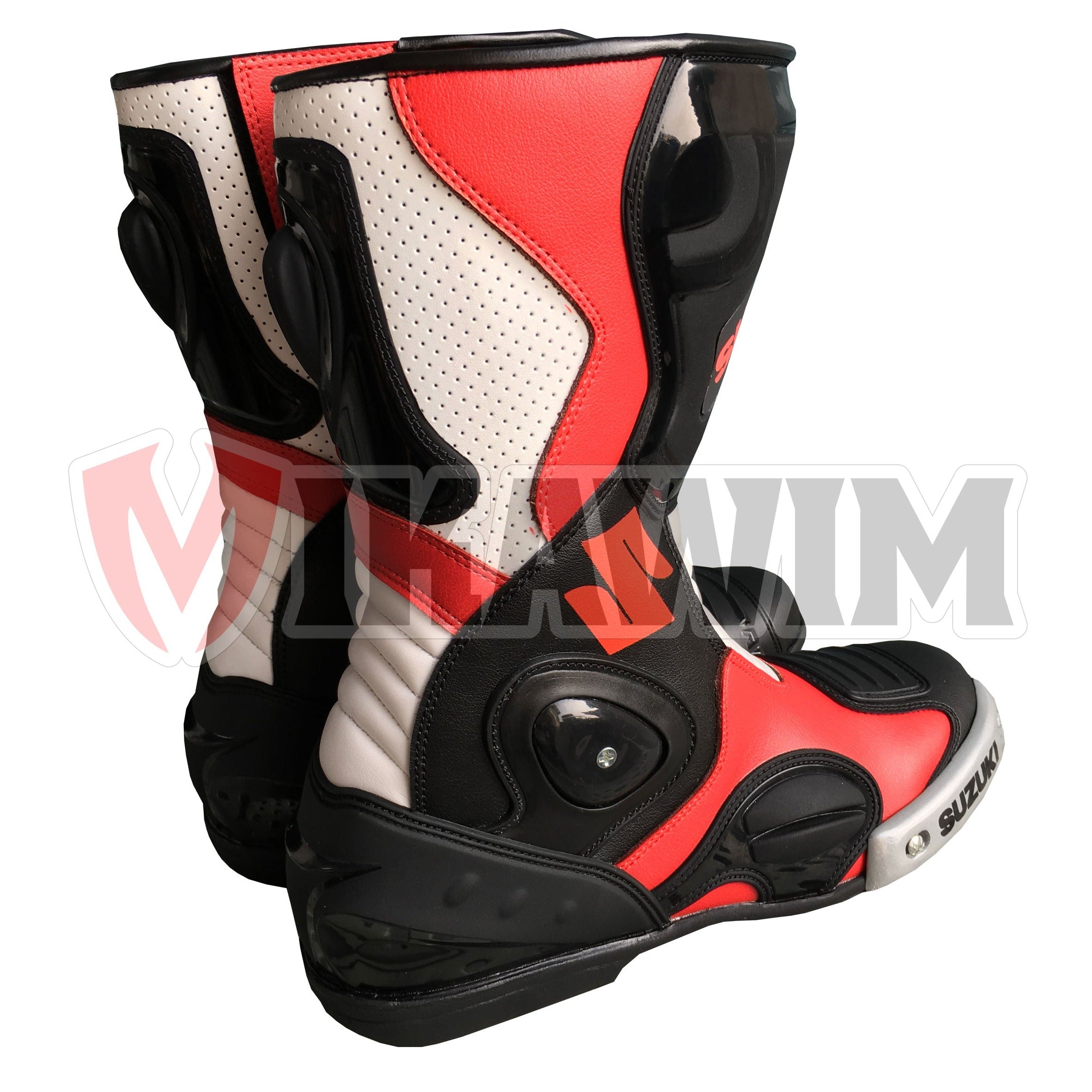 Suzuki Red Black Motorbike Racing Boots