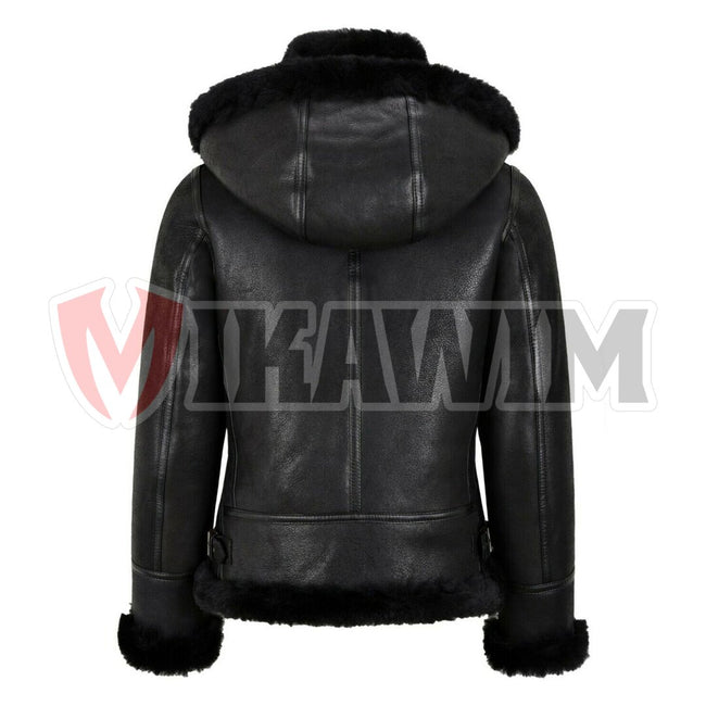 Women's B3 Bomber Hooded Classic Shearling Jacket