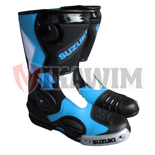 Suzuki Blue Black Motorbike Racing Boots