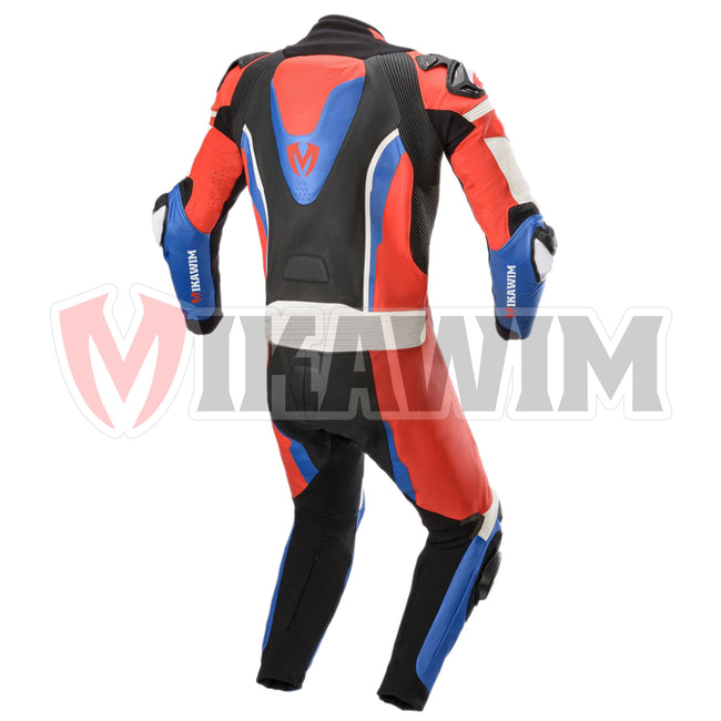 Mikawim Black Red Customize Motorbike Racing Leather Suit