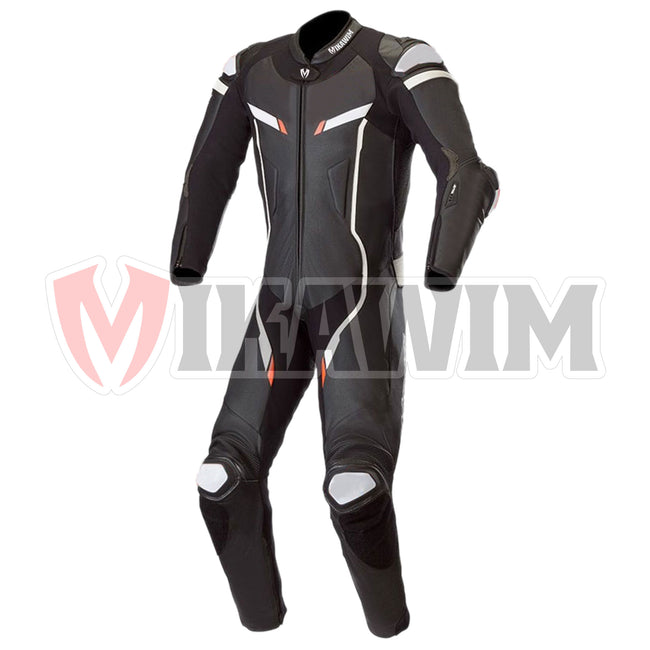 Mikawim Black White Customize Motorbike Racing Leather Suit