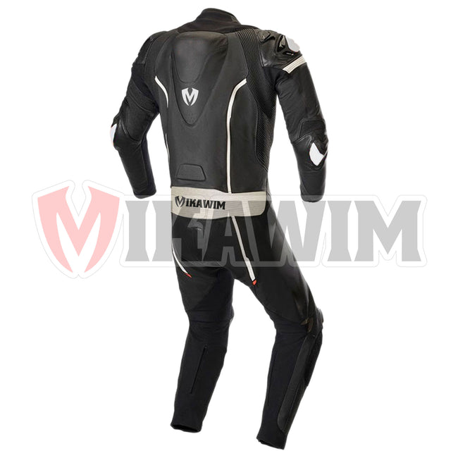 Mikawim Black White Customize Motorbike Racing Leather Suit