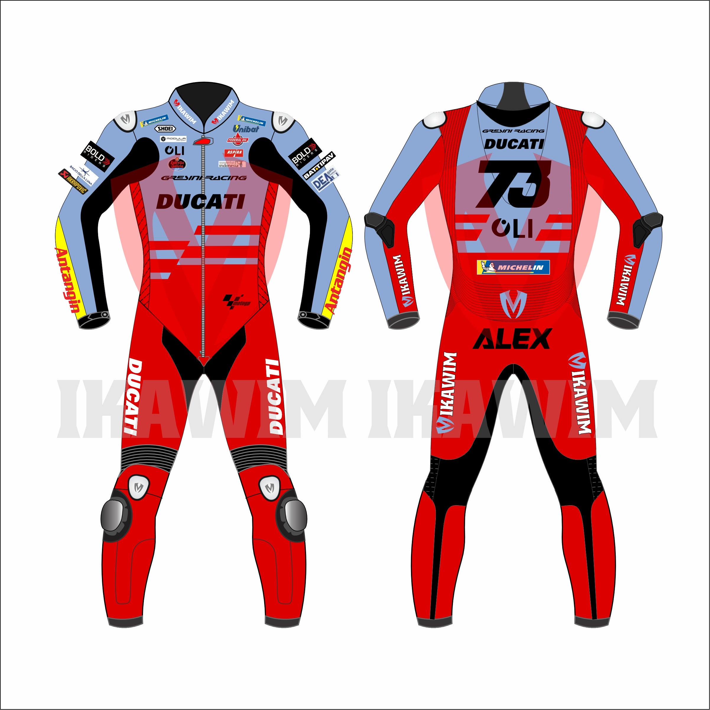 ALEX MARQUEZ  DUCATI 2023 MOTORBIKE RACING LEATHER SUIT