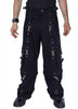 Black Men's baggy bondage pants Silver clips and O-rings