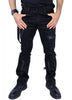 Black Men's slim fit pants clips and zips Detachable straps Pant