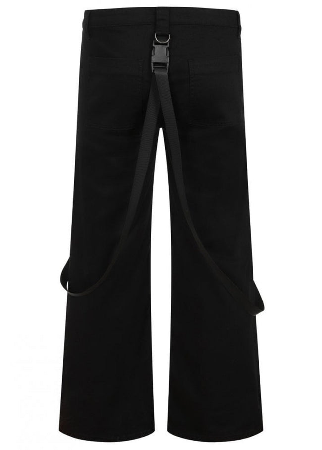 Black Men's wide leg trousers Straps with D-rings and detachable bondage straps