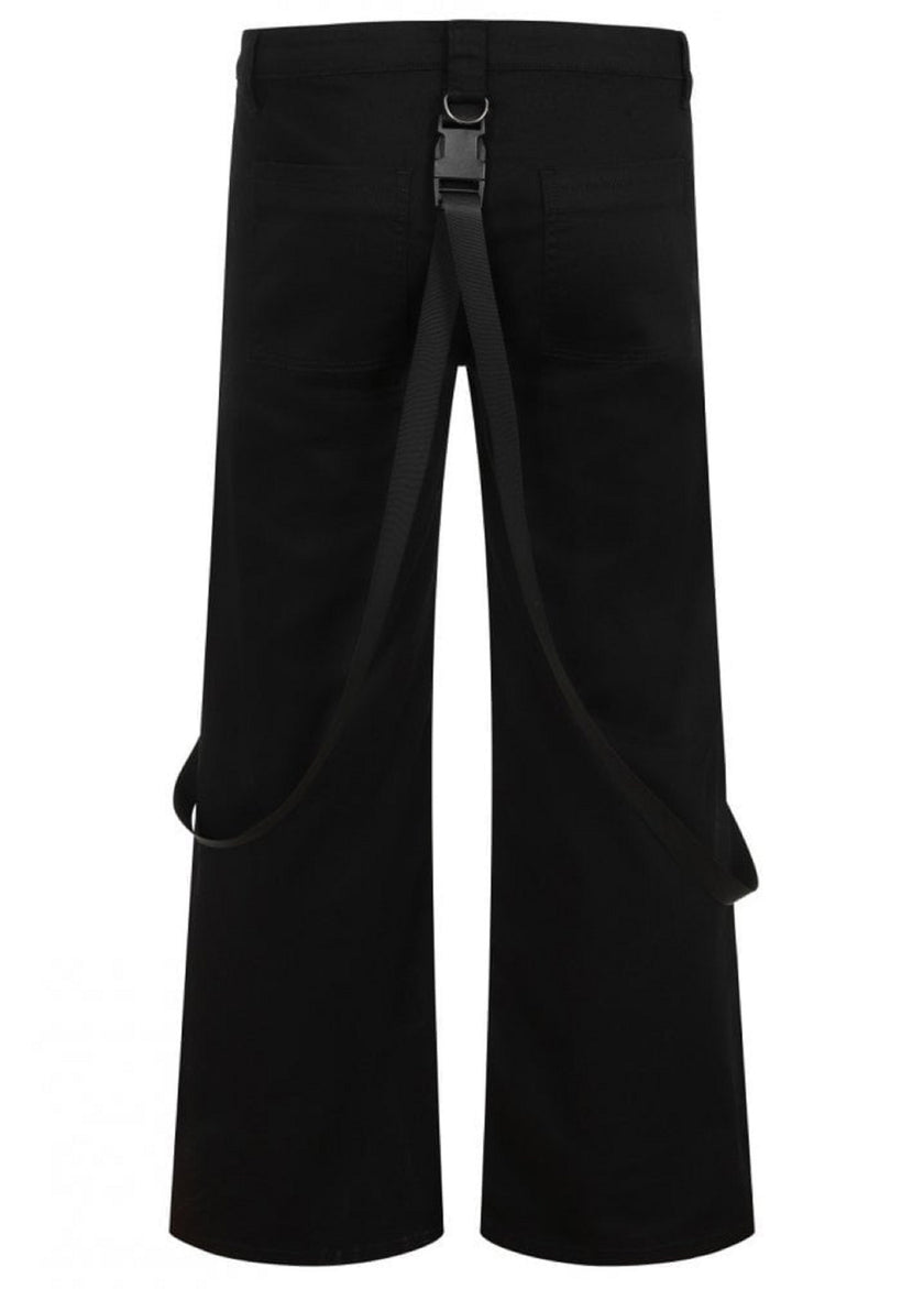Black Men's wide leg trousers Straps with D-rings and detachable bondage straps