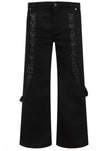 Black Men's wide leg trousers Straps with D-rings and detachable bondage straps