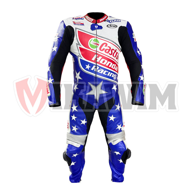 Colin Edwards Castrol WSBK Motorbike Leather Racing Suit Available In All Sizes