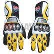 Ducati Yellow Motorbike Racing Leather Gloves