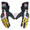 Ducati Yellow Motorbike Racing Leather Gloves