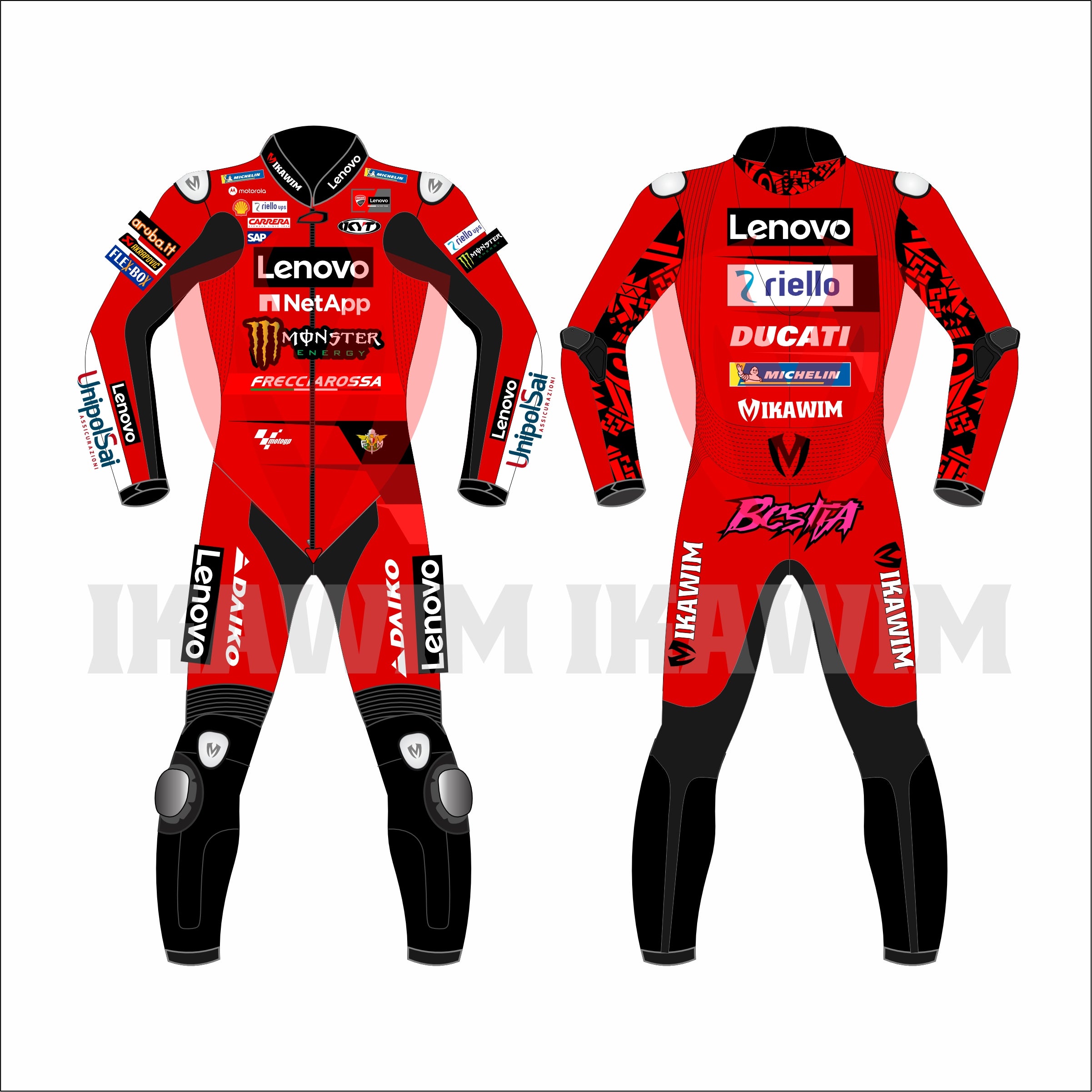 ENEA BASTIANINI DUCATI MOTOGP 2023 MOTORBIKE RACING LEATHER SUIT