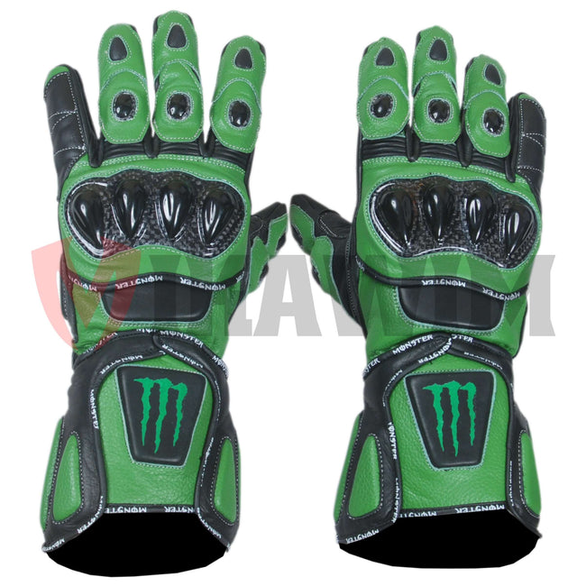 K Monster Motorbike Racing Leather Gloves