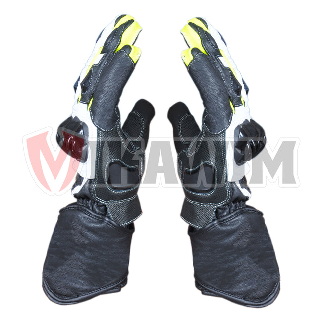 Motorbike Racing Leather Gloves Black Yellow