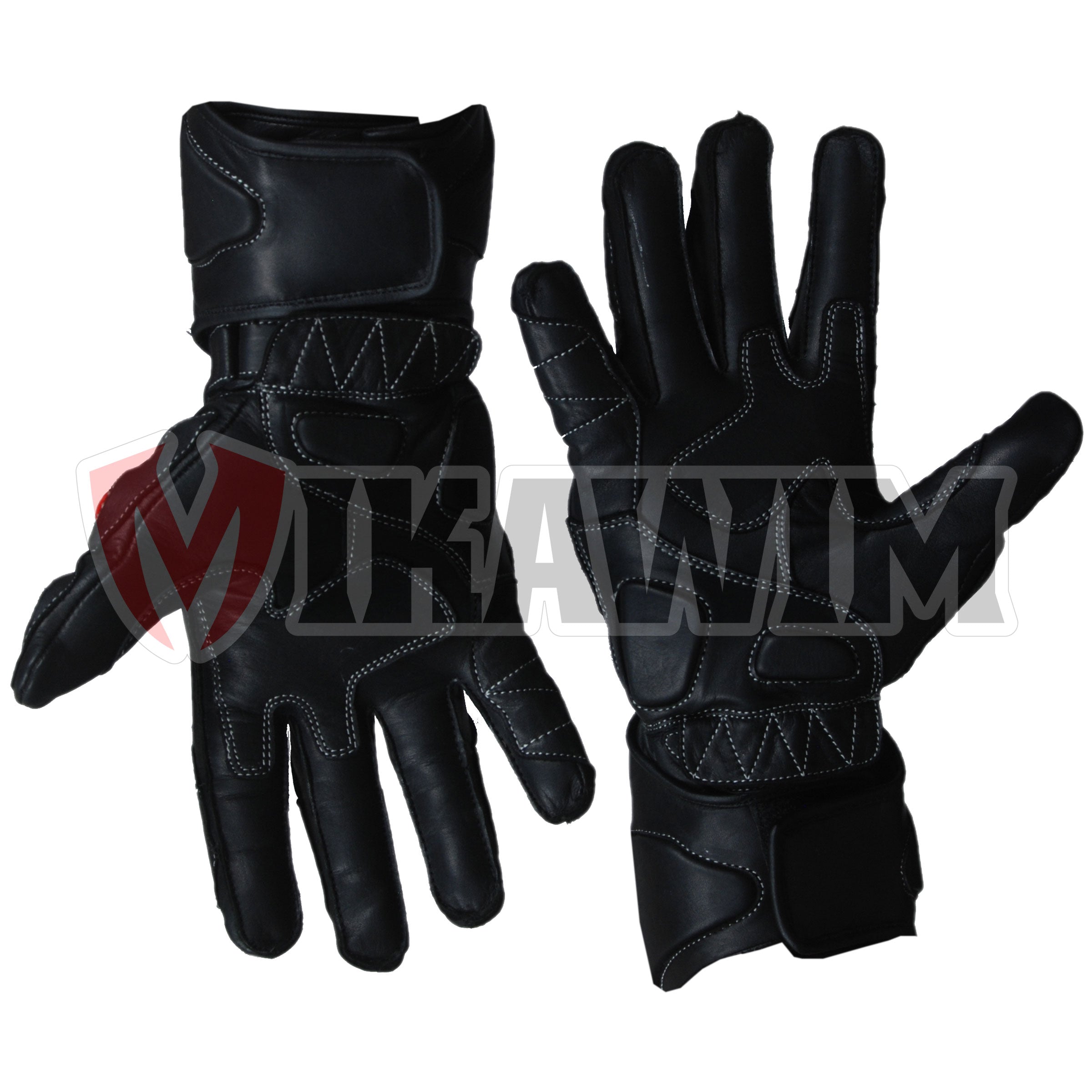 Motorbike Racing Leather Gloves Black Red