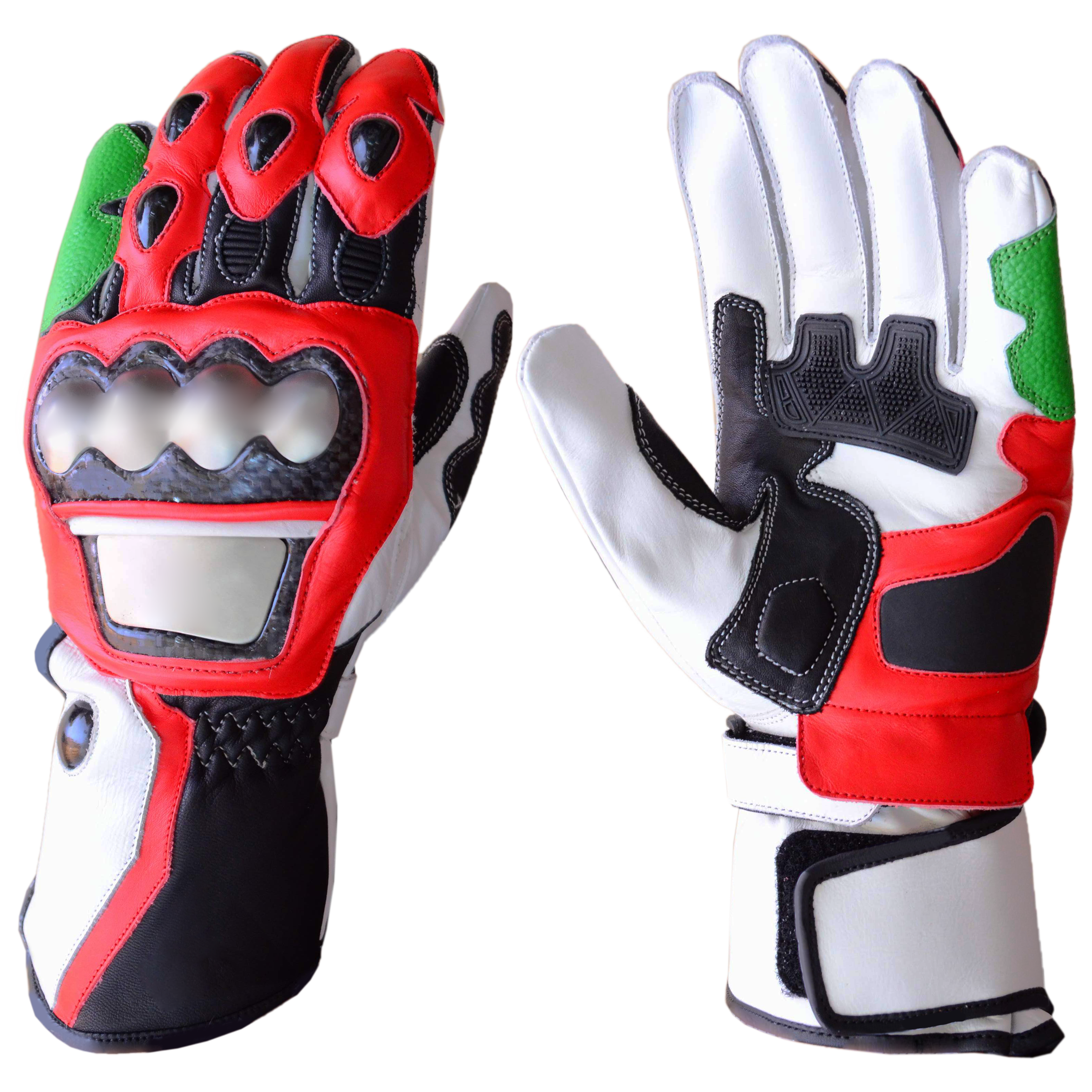 Motorbike Racing Leather Gloves White Orange