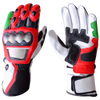 Motorbike Racing Leather Gloves White Orange