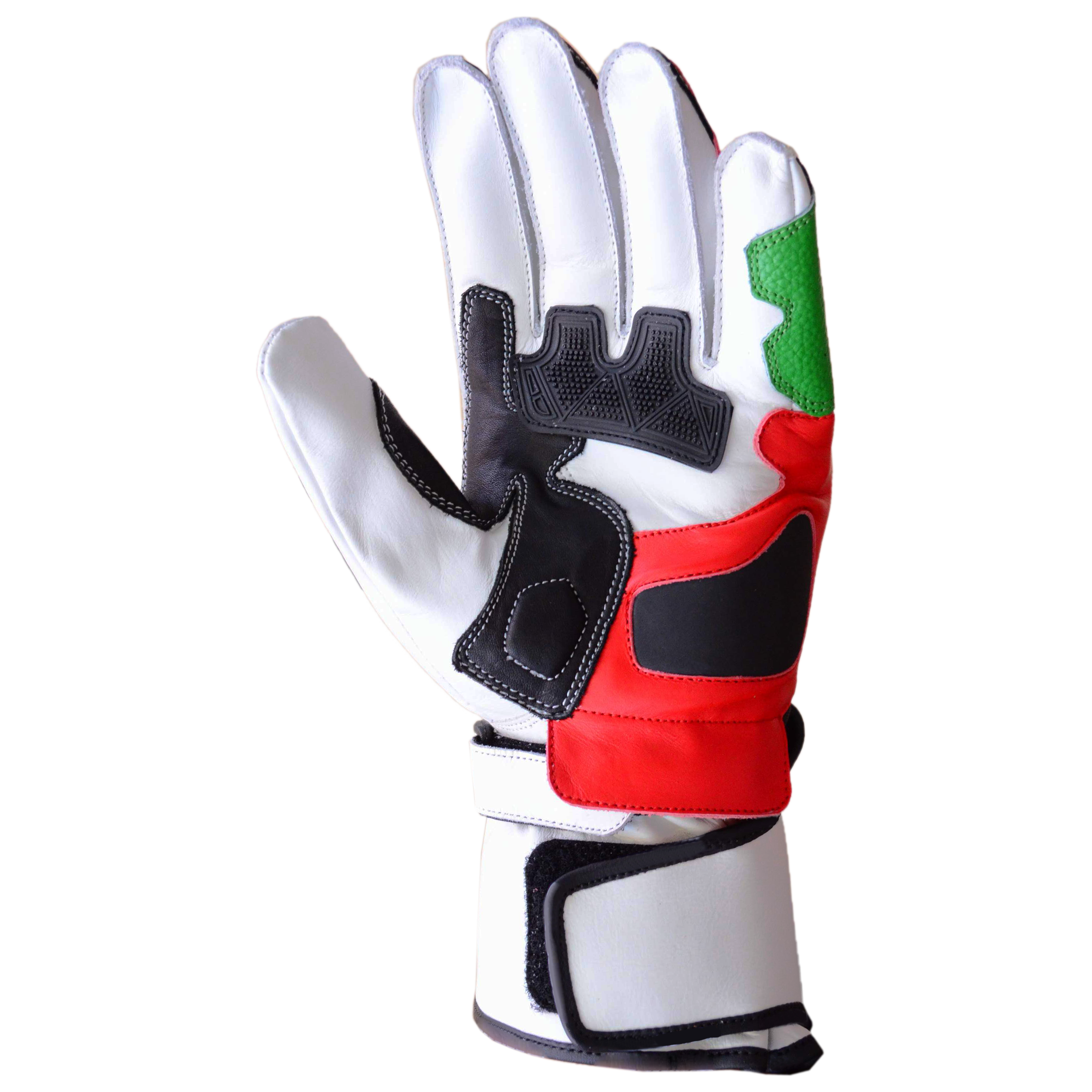 Motorbike Racing Leather Gloves White Orange