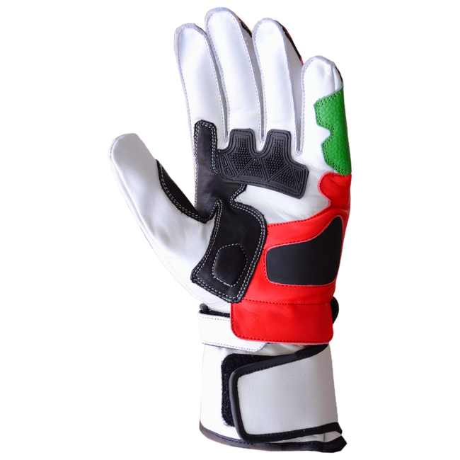 Motorbike Racing Leather Gloves White Orange