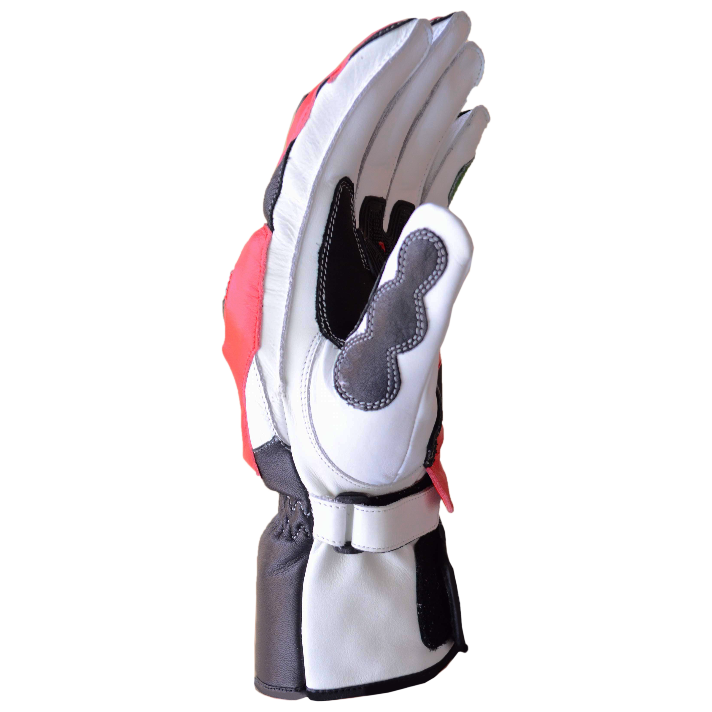 Motorbike Racing Leather Gloves White Orange