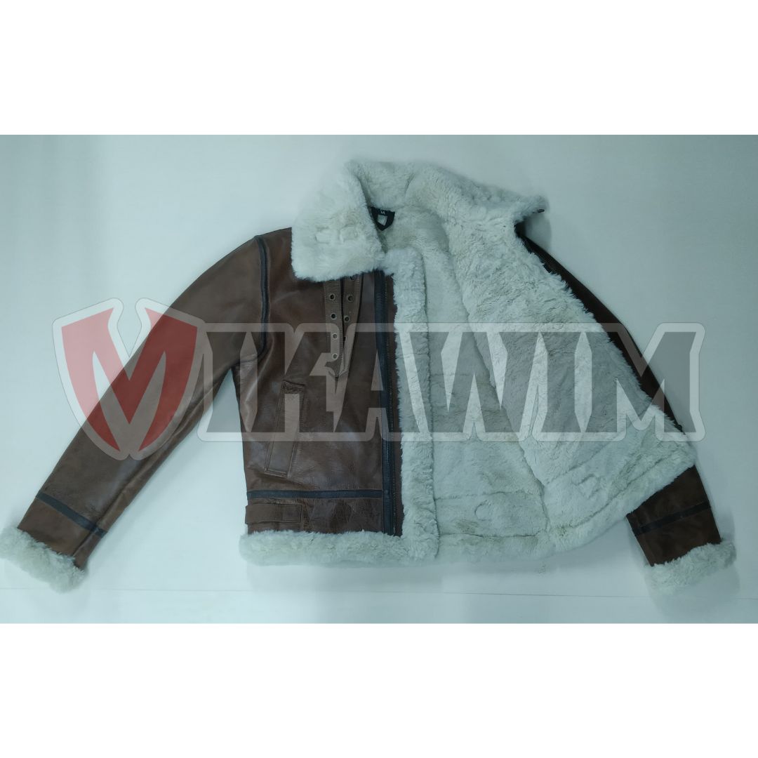 Women's Raf B3 Flying Bomber Aviator Style Black Leather Jacket