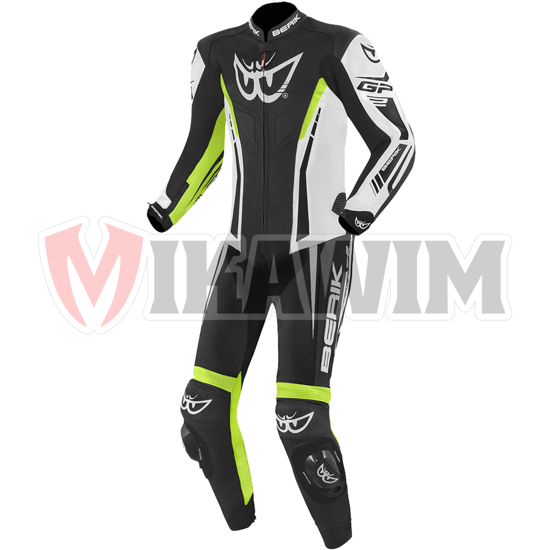 BERIK GP RACE 2 BLACK GREEN MOTORBIKE RACING LEATHER SUIT