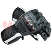 Black White Motorbike Racing Leather Gloves