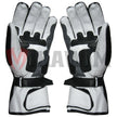 Black White Motorbike Racing Leather Gloves