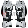 Black White Motorbike Racing Leather Gloves