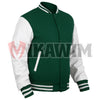 Elevate Your Fashion Game with a Green and White Varsity Jacket