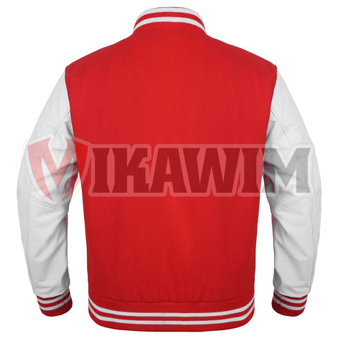 Elevate your fashion game with our Red White Varsity Jacket