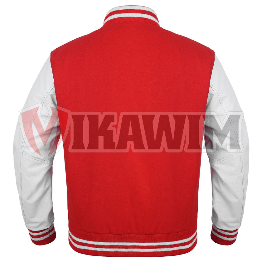 Elevate your fashion game with our Red White Varsity Jacket