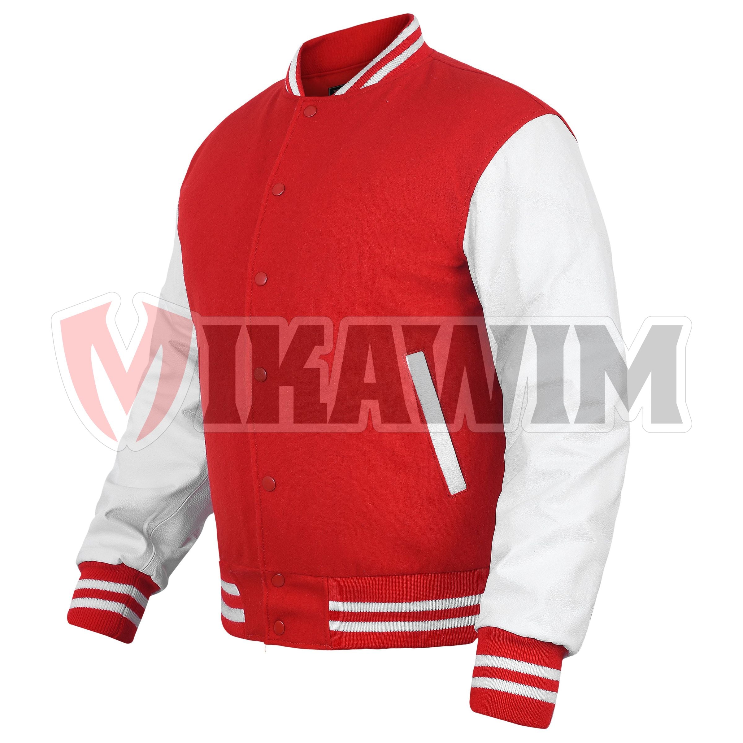 Elevate your fashion game with our Red White Varsity Jacket