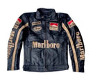 Marlboro Black Motorbike Racing Leather Jacket