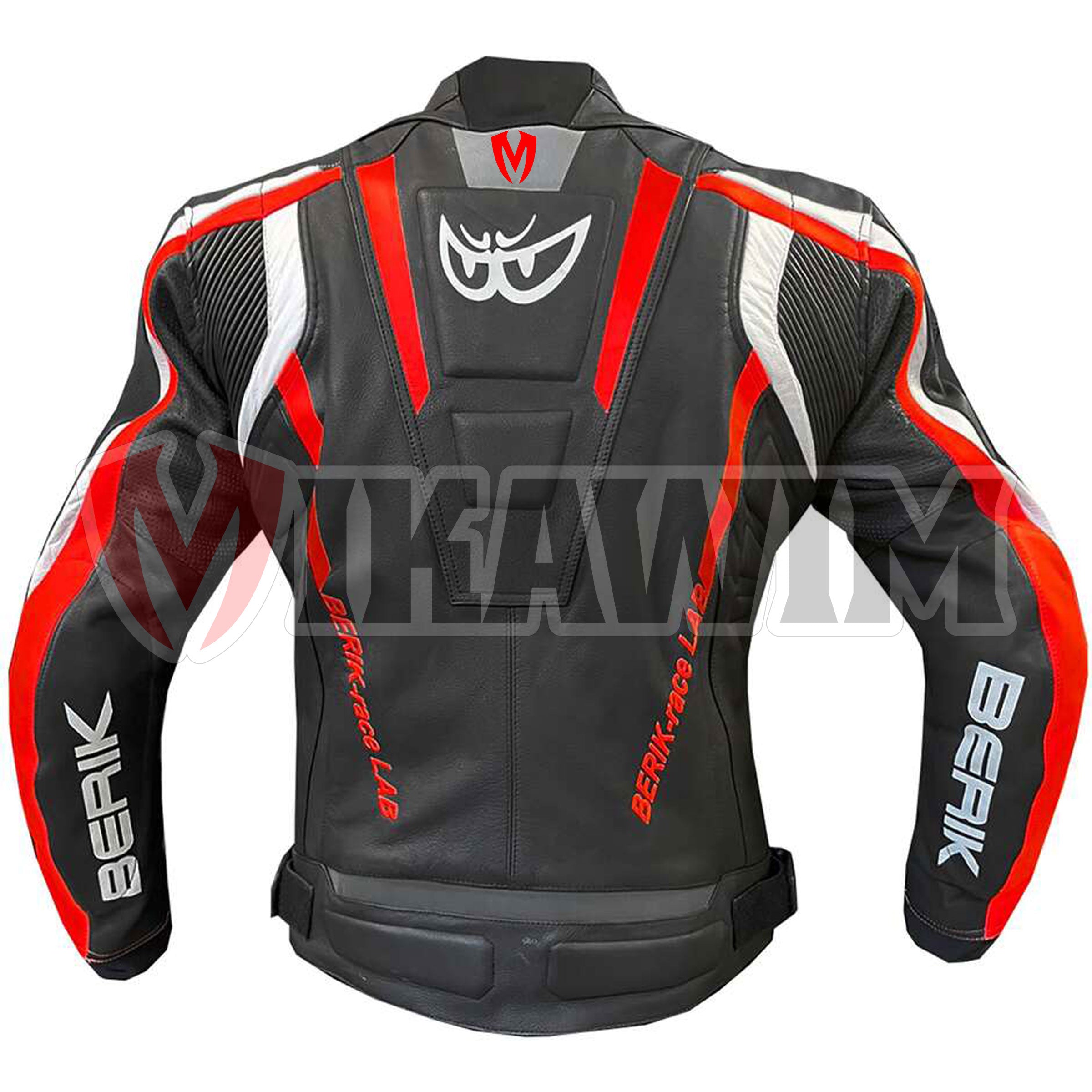 Berik Red Black Motorbike Racing Leather Jacket All Sizes