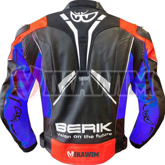 Berik Blue Black Motorbike Racing Leather Jacket All Sizes