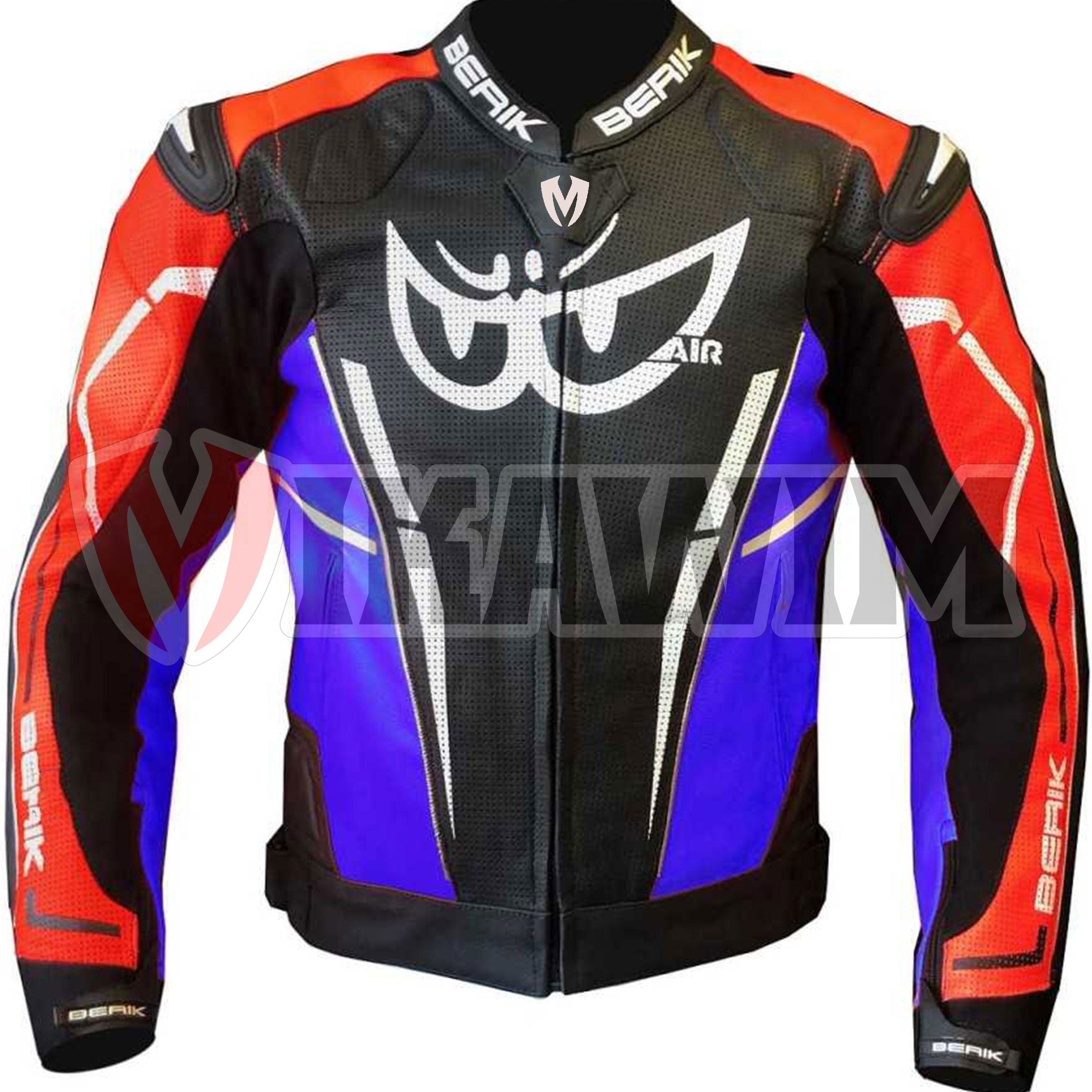 Berik Blue Black Motorbike Racing Leather Jacket All Sizes