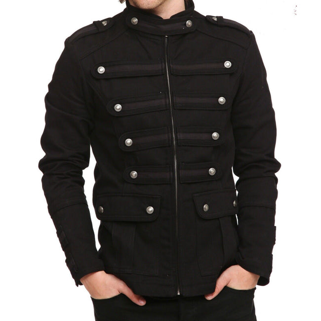 Gothic Military Band Black Jacket for Men Vintage Goth Coat Jacket STEAMPUNK